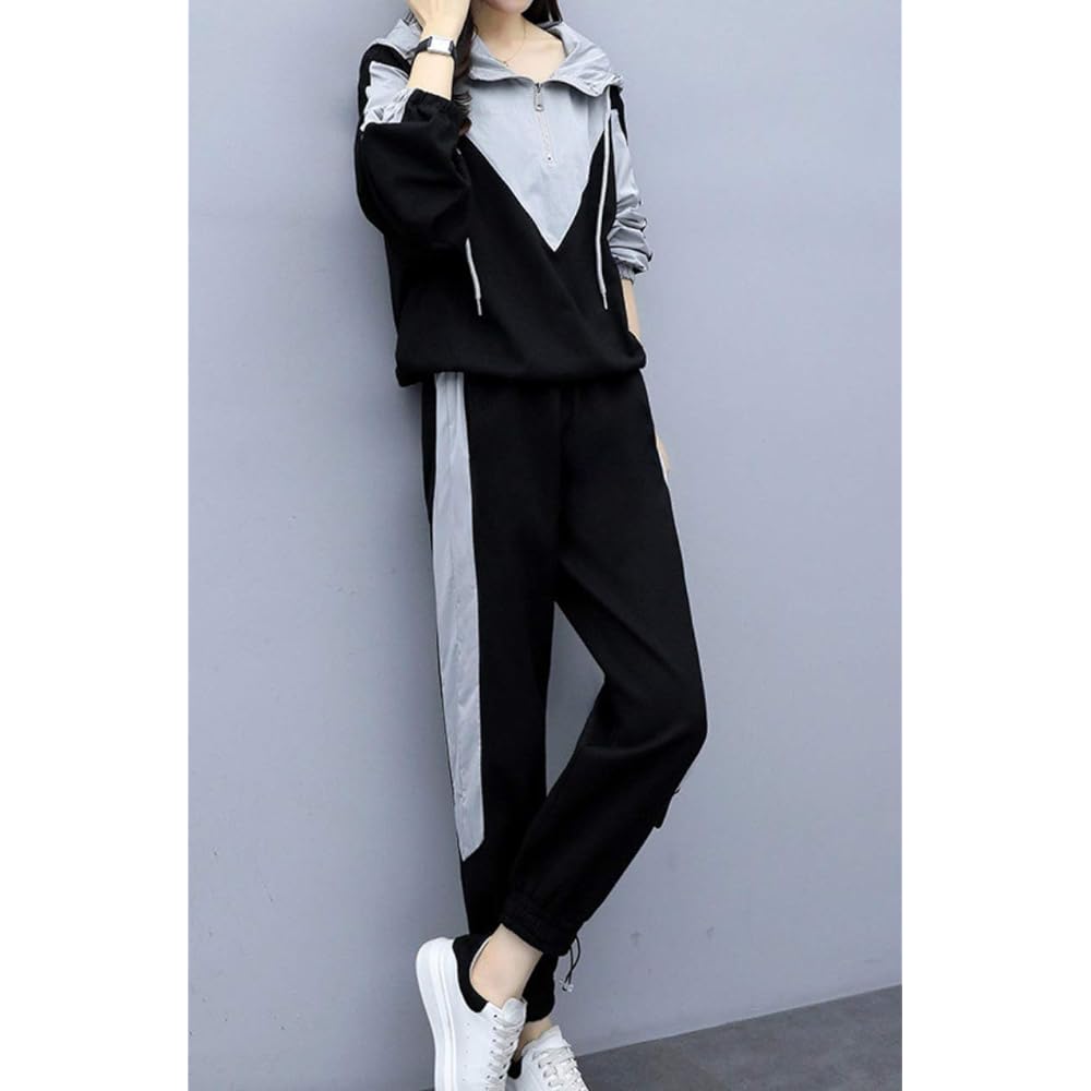 [Shion] Top and Bottom Set Jersey Parka Stylish Setup Women's S-XL