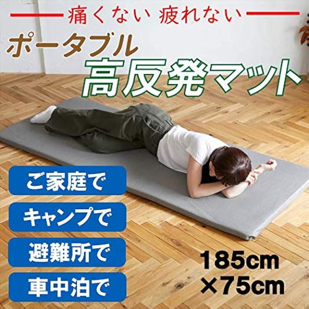 Hirakawa High Resilience Mattress Portable Carrying Mat with Carry Bag Gray Breathable Mesh Processing 185N Outdoor Camping Shelter Sleeping in the Car Home