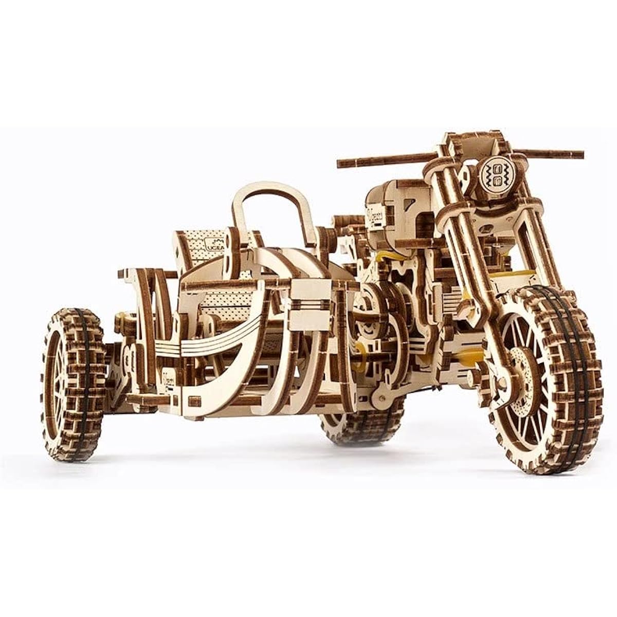 Ugears Scrambler with Sidecar 70137 Wooden Puzzle Craft Model No Glue or Tools Required