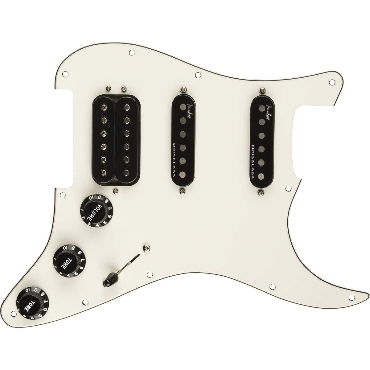 Fender Guitar Parts Pre-Wired Strat Pickguard, Shawbucker Bridge/Gen 4 Noiseless Neck/Middle HSS, Parchment 11 Hole PG