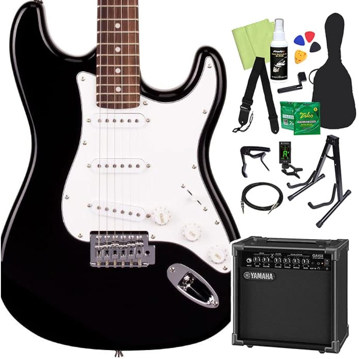 SX ED1 Electric Guitar Beginner 14-piece Set [Includes GA15II] BK Stratocaster Type SX