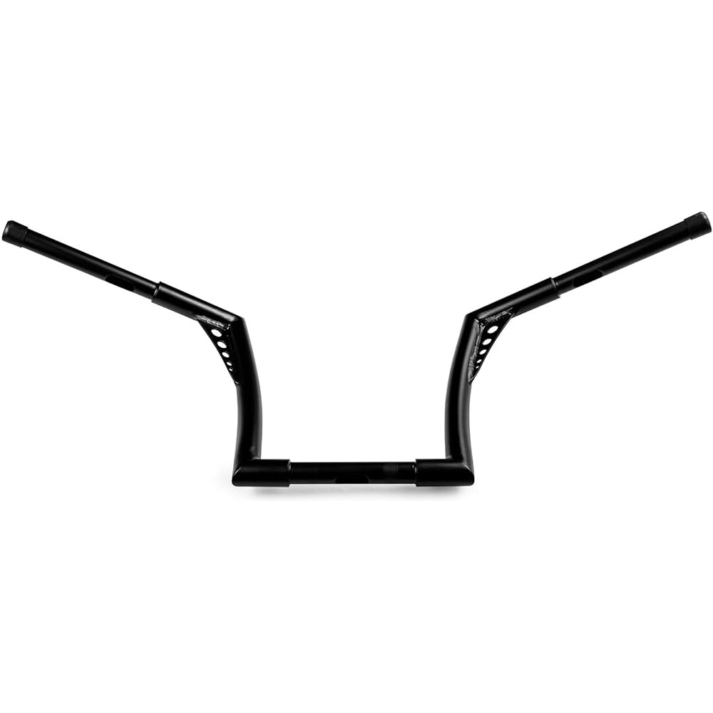 Krator 1.25" Black Handlebar 10" Rise - Fat 1 1/4" Ape Hanger Bar Compatible with Harley-Davidson Softail Fatboy Sport Glide Street Bob Heritage