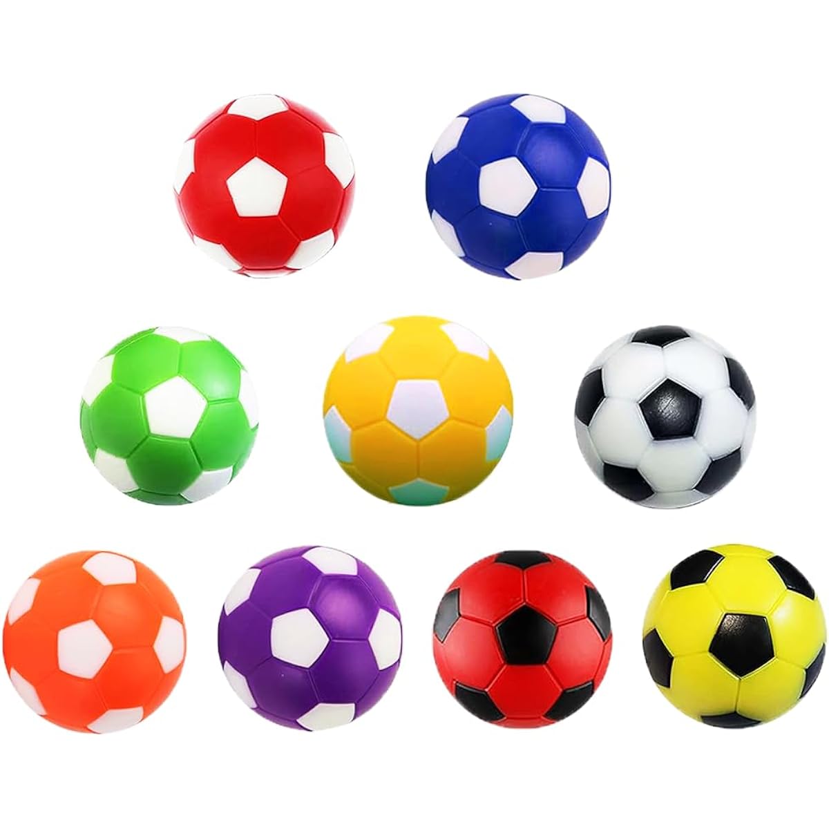 Inscool 9 Piece Soccer Ball Set - 36mm (1.42 Inch) Classic Soccer Balls for Table Football, Replacement Balls, Official Tabletop Game Balls, Set of 9 Colors