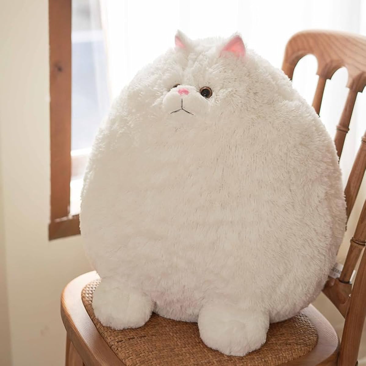 CIEXINNGN Large White Cat Plush Toy, Fluffy Fat Cat Stuffed Animal, 18 Inch