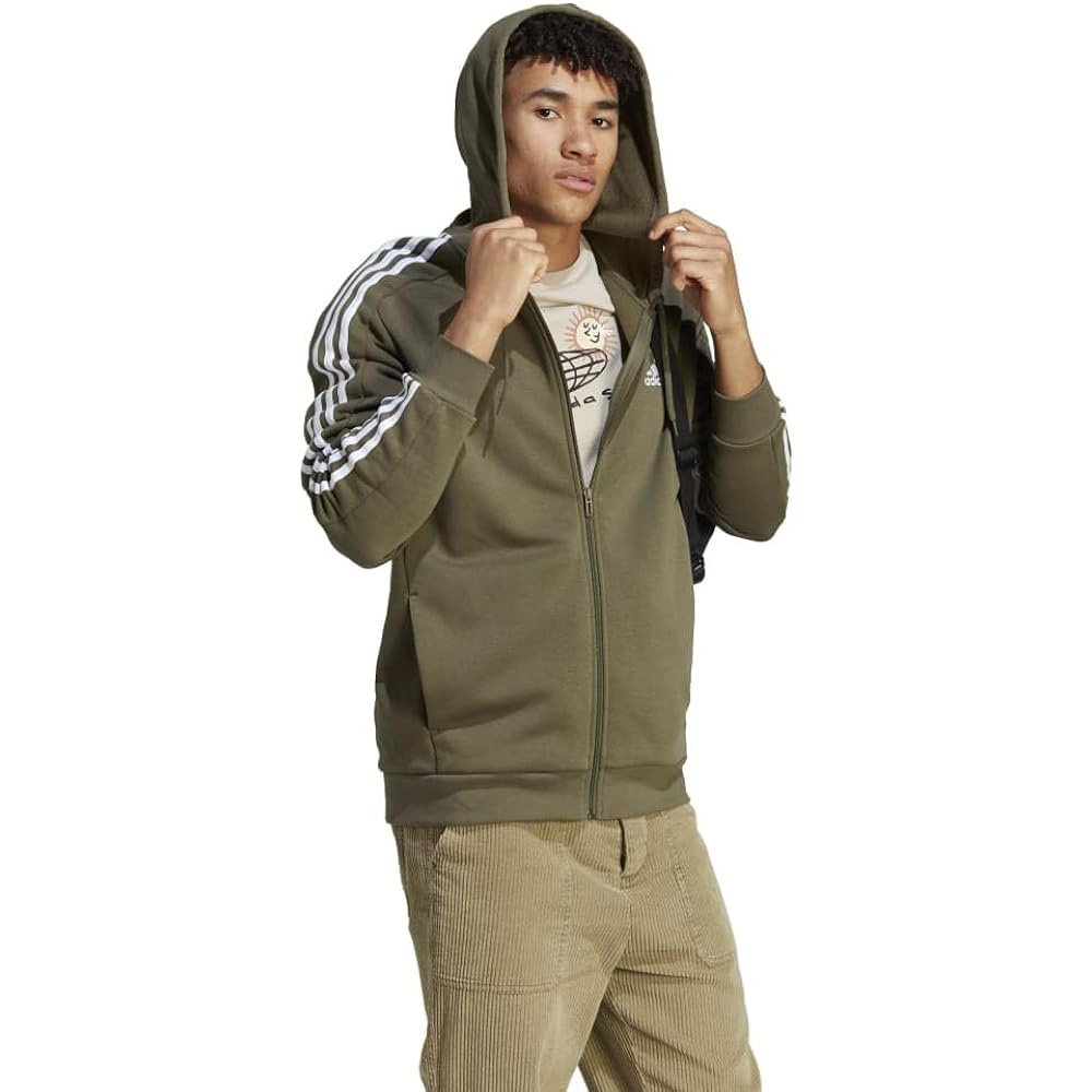 [Adidas] Sweatshirt Hoodie Essentials Fleece 3 Stripes Full Zip Hoodie DTN84 Men's