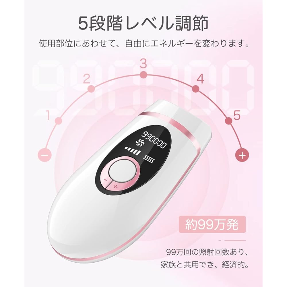 Epilator, 990,000 rounds, Datsumouki epilator, fast, painless, suitable for beard, face, armpits, arms, whole body, 5 level adjustment, manual/automatic mode, for women, men, unisex, home use