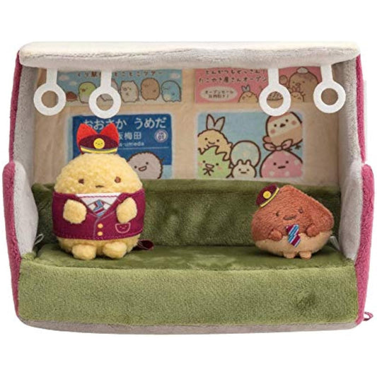 Sumikko Gurashi x Hankyu Railway Scene Plush Toy Chestnut Stationmaster Fried Shrimp Tail