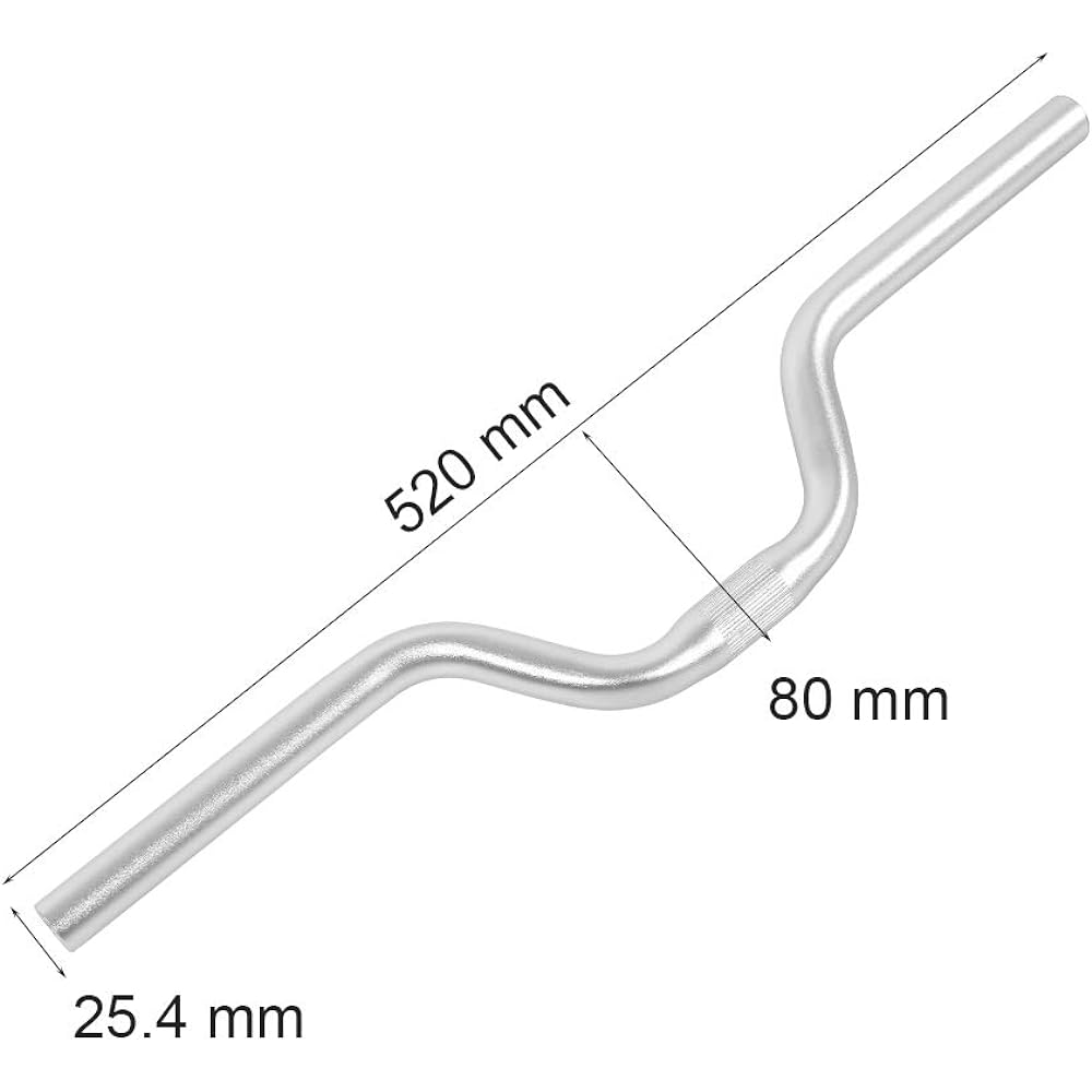 Riser Handlebar Aluminum Alloy Mountain Bike Road Bicycle Fixed Gear Riser Bar Handlebar 25.4mm * 520mm (Silver) Bicycle Handlebar 25.4 Handle Riser Bar