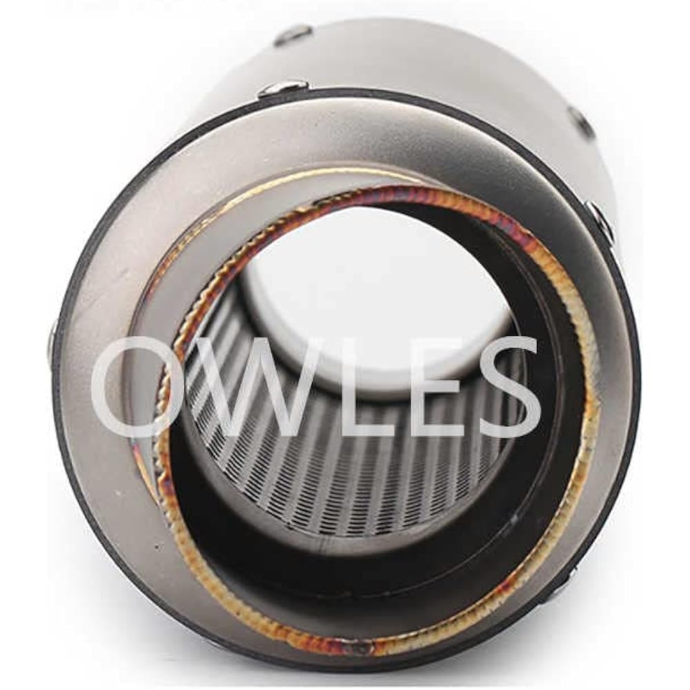 OWLES Slip-on Muffler Motorcycle Silencer 60.5mm 370mm General Purpose Stainless Steel + Carbon Motorcycle Exhaust Pipe Exhaust Pipe Band Included (D, 60.5mm)