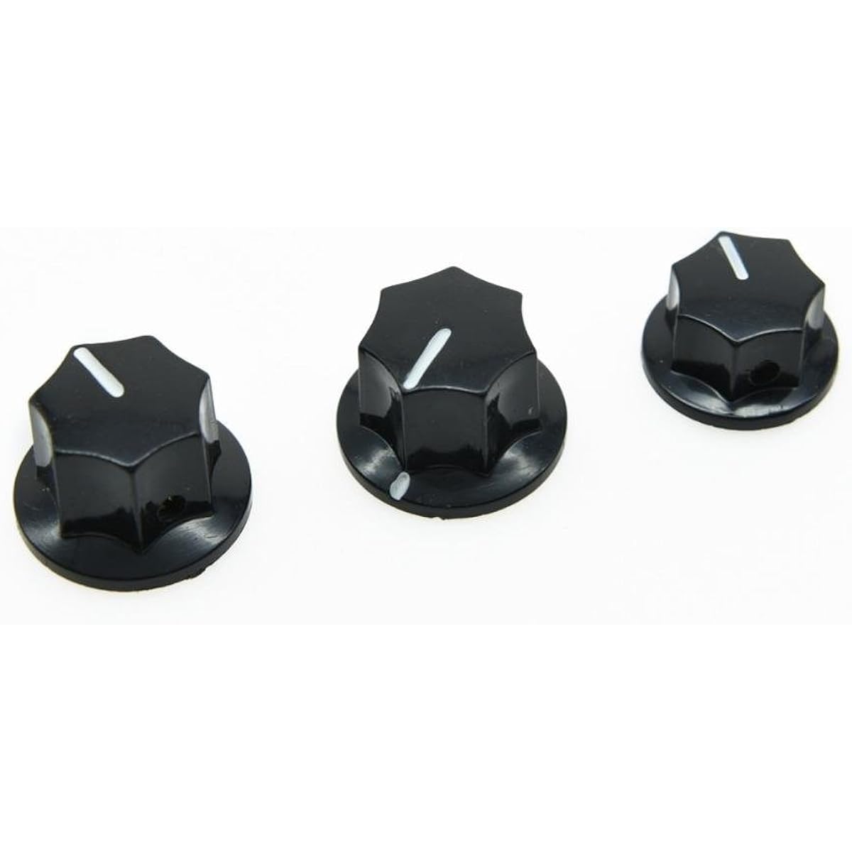 KIAISH 3-Piece Set Black Brass Insert USA Specification 1/4 Inch Large & Small Knob Bass Knob for Jazz J-Bass
