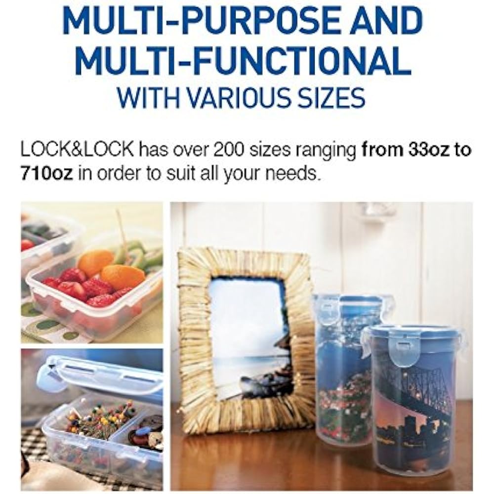 LOCK & LOCK Rectangular, airtight food storage container 5.3 x 4 x 11.1" Pack of 4 クリア HPL819S4 [Parallel input product]