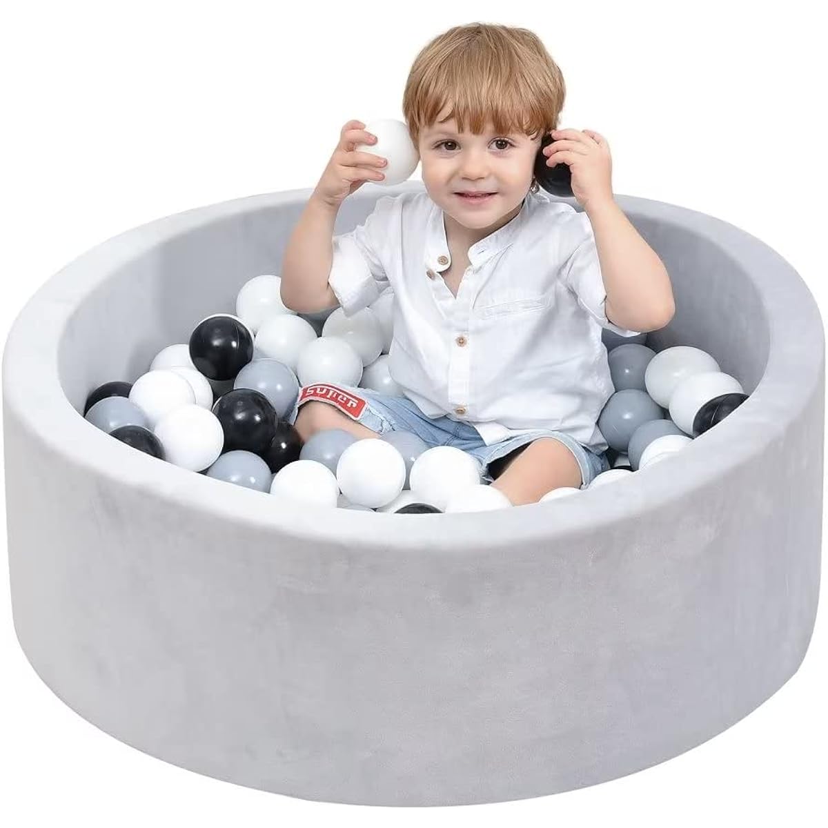 Durable and safe ball pit for toddlers Stable and soft Designed to feel like it's in mom's arms Easy to assemble Perfect for indoor and outdoor play (balls not included)