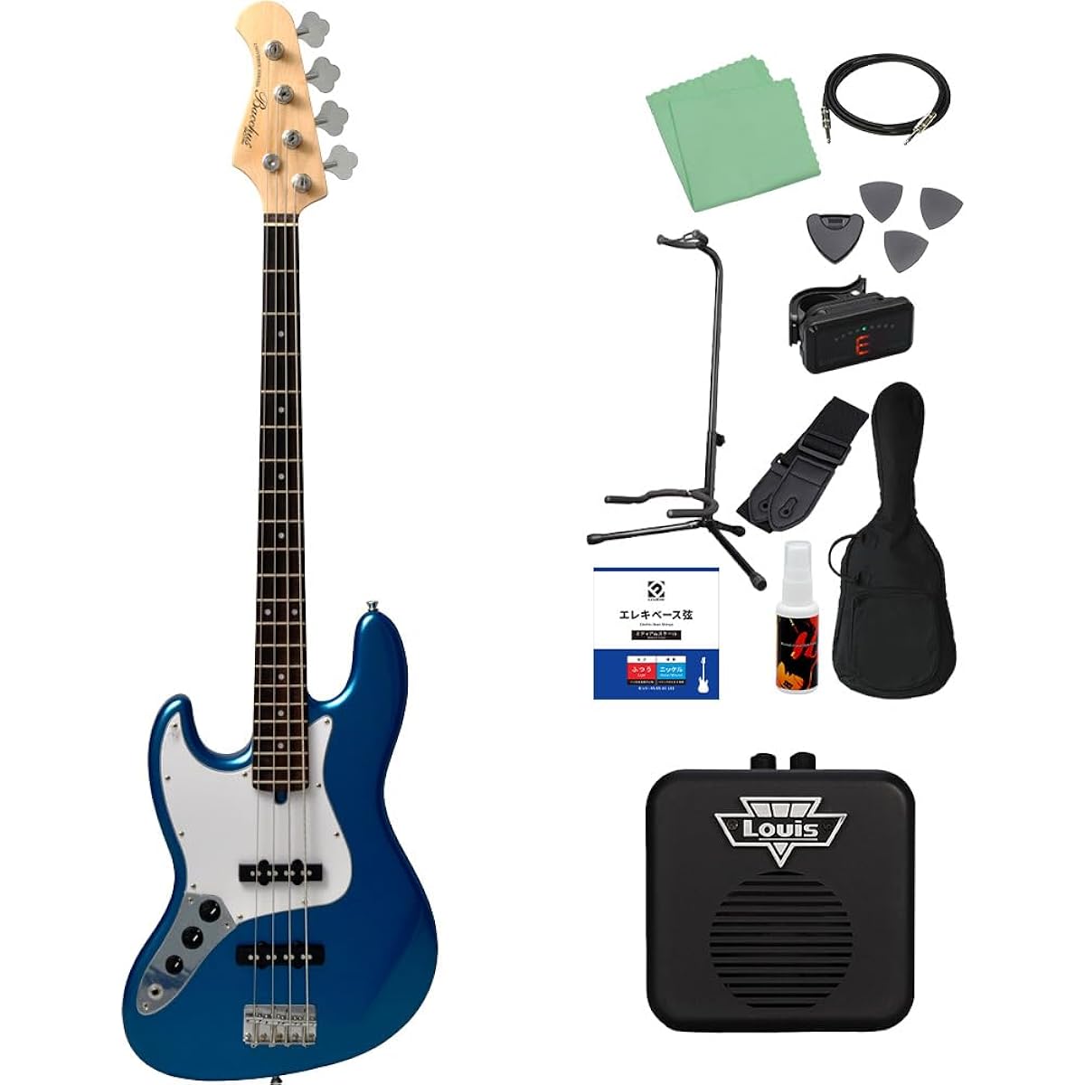Bacchus BJB-1R-LH DLPB Dark Lake Placid Left-handed Bass Beginner 12-piece set [with mini amp] Jazz bass type Left-handed Bacchus
