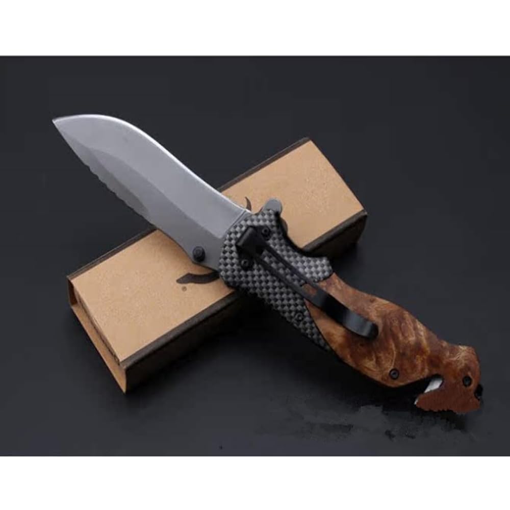 X50 Wood Handle Multi Survival Folding Knife