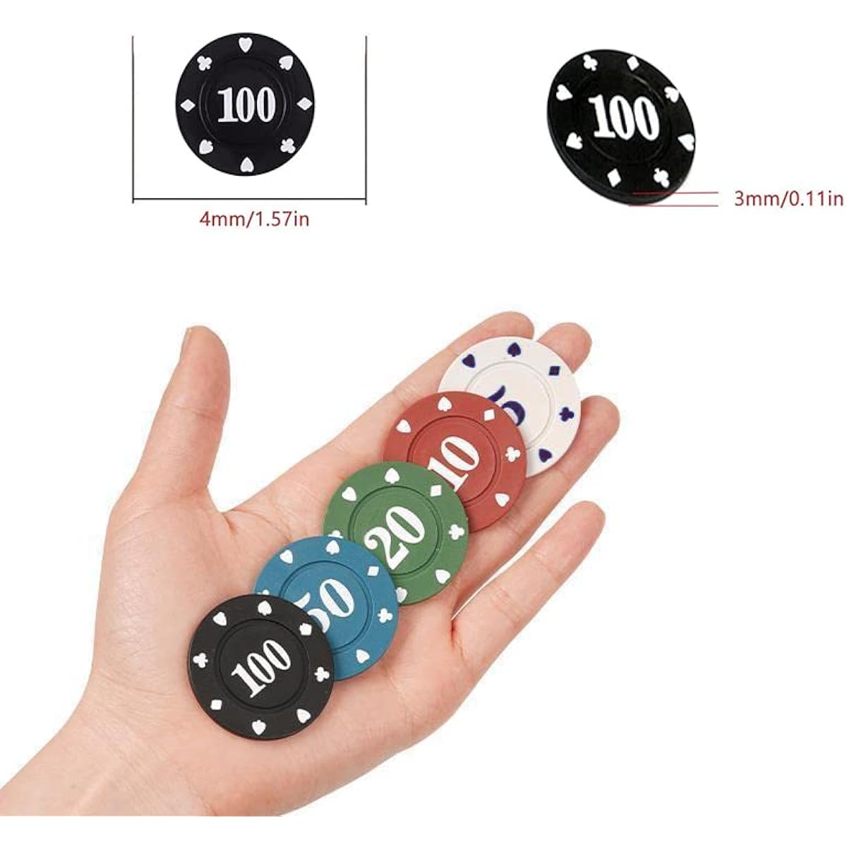 IXIGER Poker Chip Set Poker Chips with Values Plastic Learning Counter Disc Learning Math Counting Chips 2 Counter Chips Game Night Party Supplies (200 Pieces)