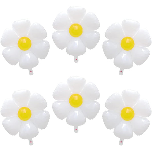 6pcs Daisy Balloons 30inch Giant White Flower Aluminum Foil Balloons for Birthday Baby Shower Wedding Daisy Party Decorations Supplies