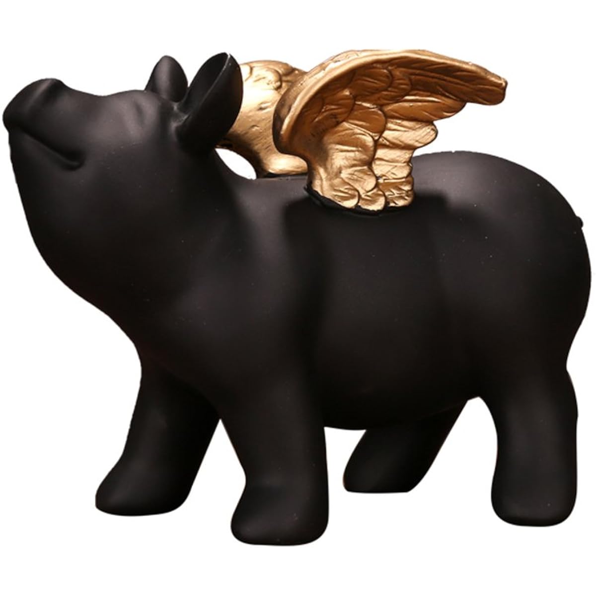 Colias Wing Home Decor Cute Pig Shape Stylish Design Coin Bank Piggy Bank Toy Money Box Cent Penny Savings Bank Black & Gold