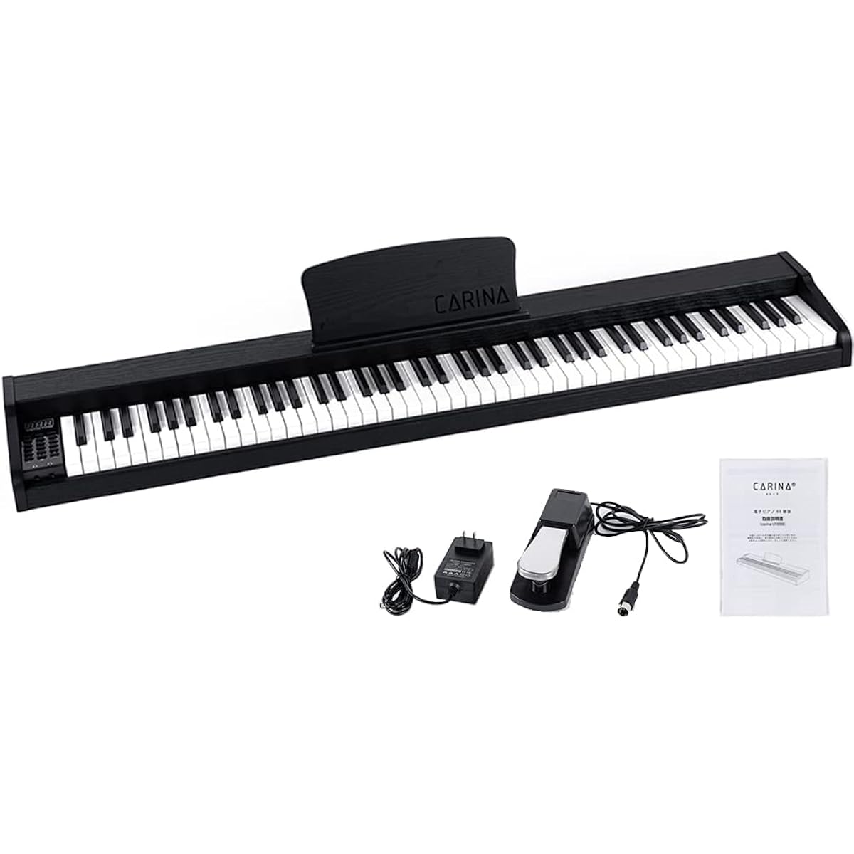 Carina Electronic Piano 88 Keyboard Wooden Design MIDI Compatible with Sustain Pedal (Black)