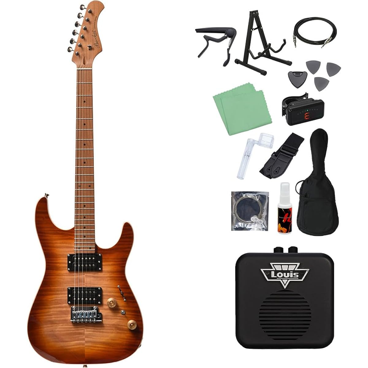 Bacchus IMP24 FMH-RSM/M N-BR-B Electric Guitar Beginner 14-piece Set [With Mini Amp] Stratocaster Type Universe Series Bacchus