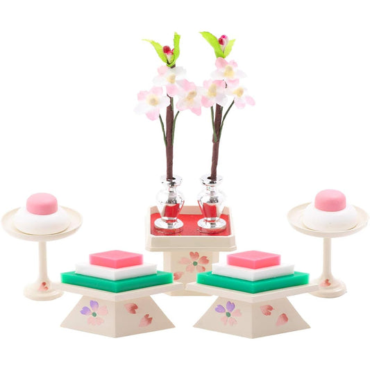 (Baby Market) Hina Dolls, Hina Dolls, Props, Mini, No. 15 (Regular), Diamond-Shaped High Tripod, Ivory, Pastel Color, Diamond Mochi, Tripod, High Cup, 5-Piece Set