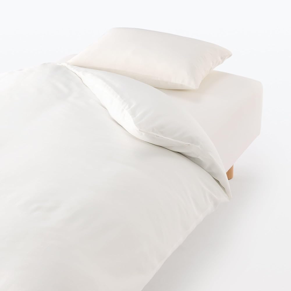 MUJI Naturally Derived Fiber Lyocell Fitted Sheet, Off White, Double Size, 140 x 200 x 18~28cm 12893233