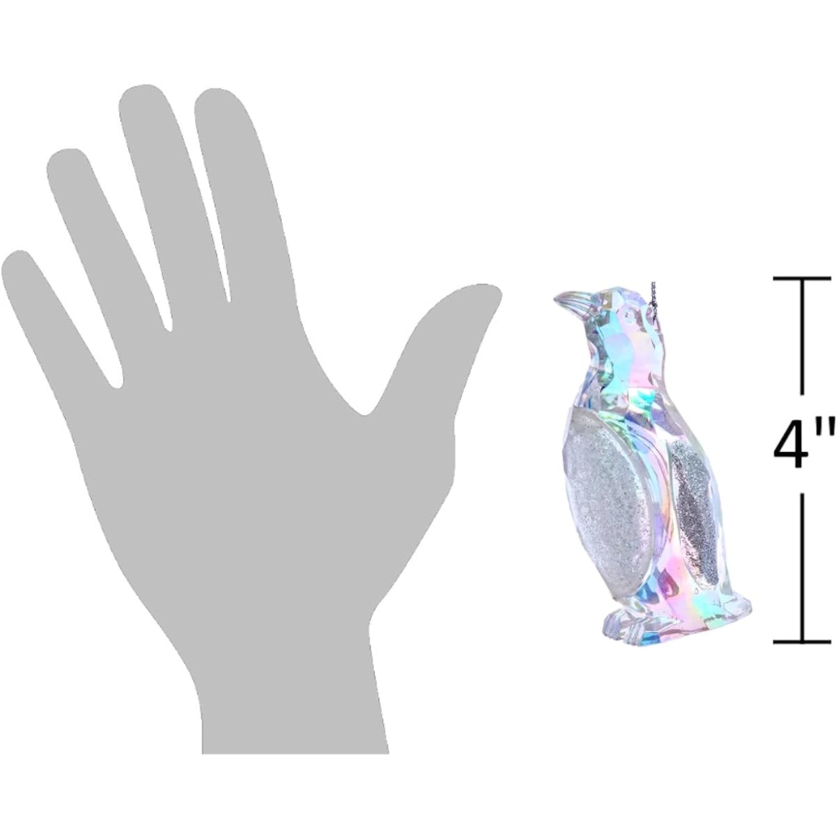 The Bridge Collection 4" Iridescent Crystal Penguin Ornaments - Set of 2 - Home for the Holidays - Christmas Tree Ornaments - Iridescent Ornaments - Penguin Christmas Decor