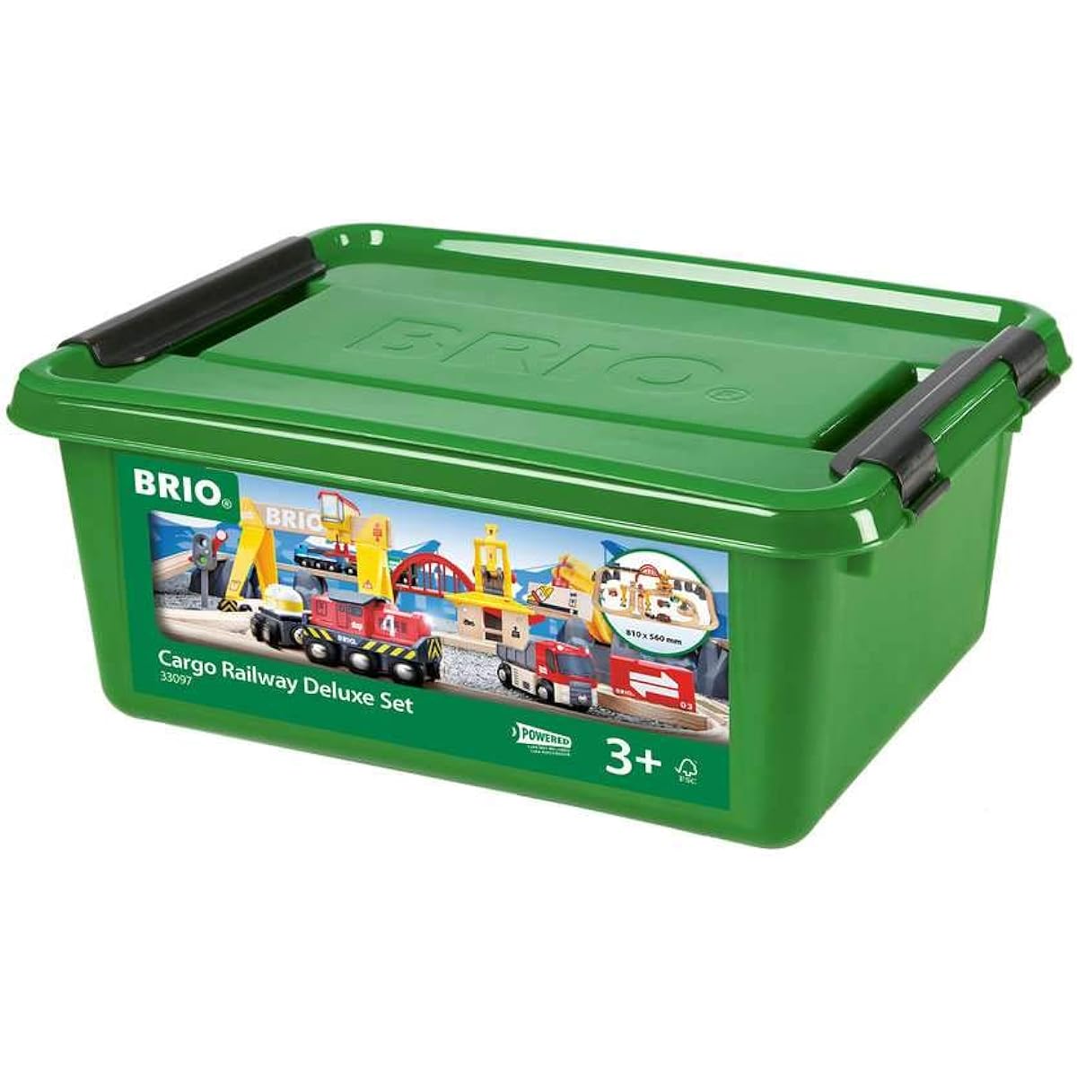 BRIO WORLD Cargo Rail Deluxe Set [54 pieces] Ages 3 and up (Electric train, toy, wooden rails) 33097 & WORLD Warehouse Rail Set Ages 3 and up (Toy train, wooden rails) 33887 [Set purchase]