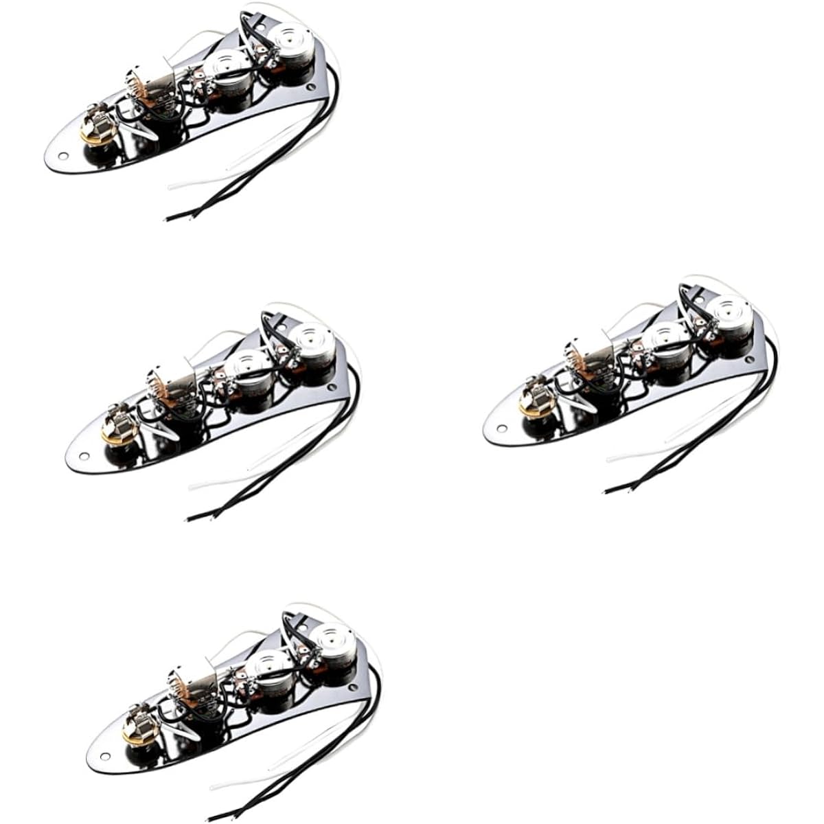 VICASKY Set of 4 Loaded Guitar Control Plates Electric Guitar Accessories Iron Guitar Control Plates Metal Guitar Control Plates Silver Accessories Wired