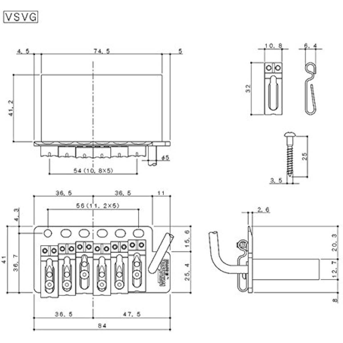 Wilkinson VSVG (Nickel) Nickel Wilkinson Tremolo System [Ebi original pick included]