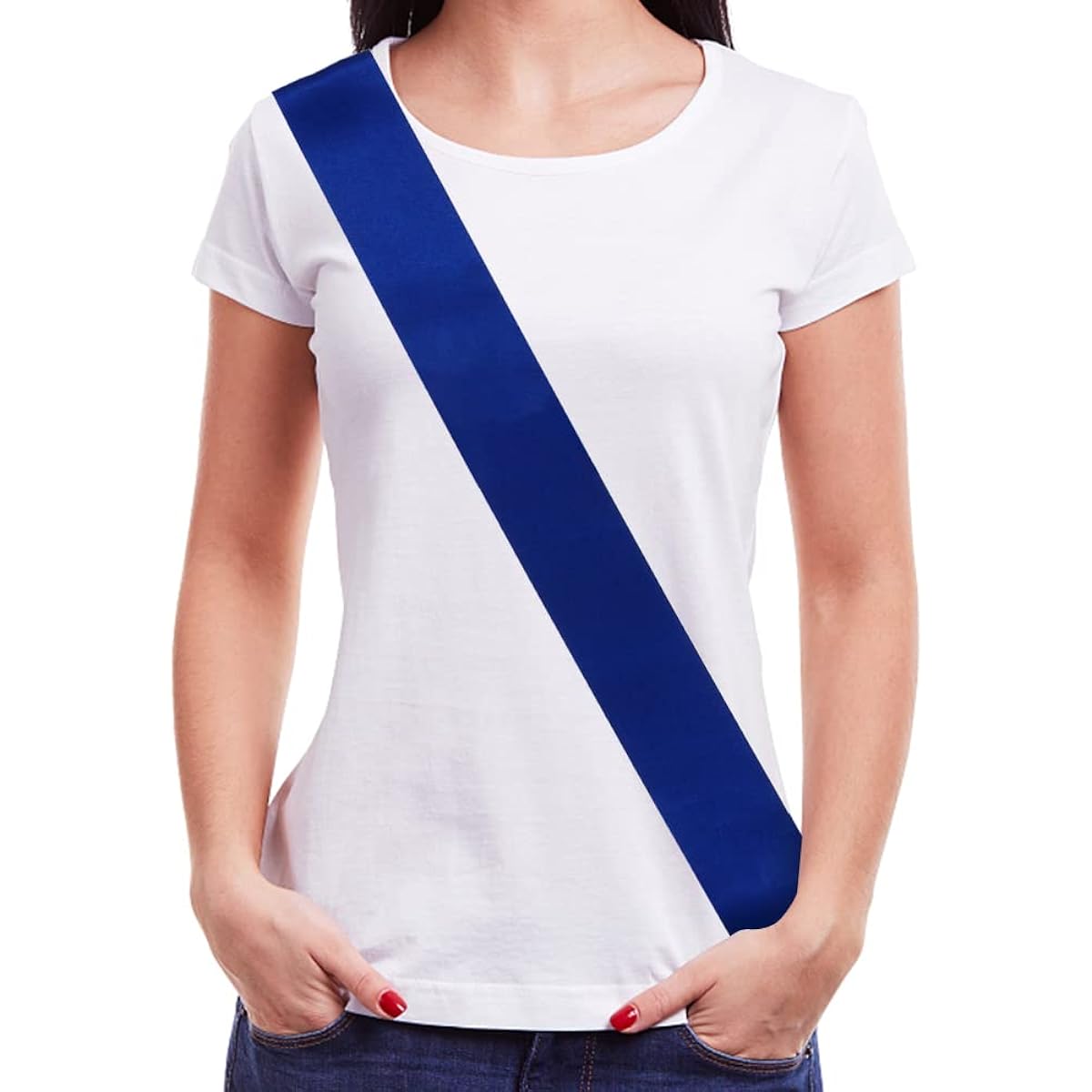 Party to Be Solid Sashes - 10 Solid Royal Blue Satin Sashes for Adults, 3.15" Wide x 35" Long, Shoulder to Hip