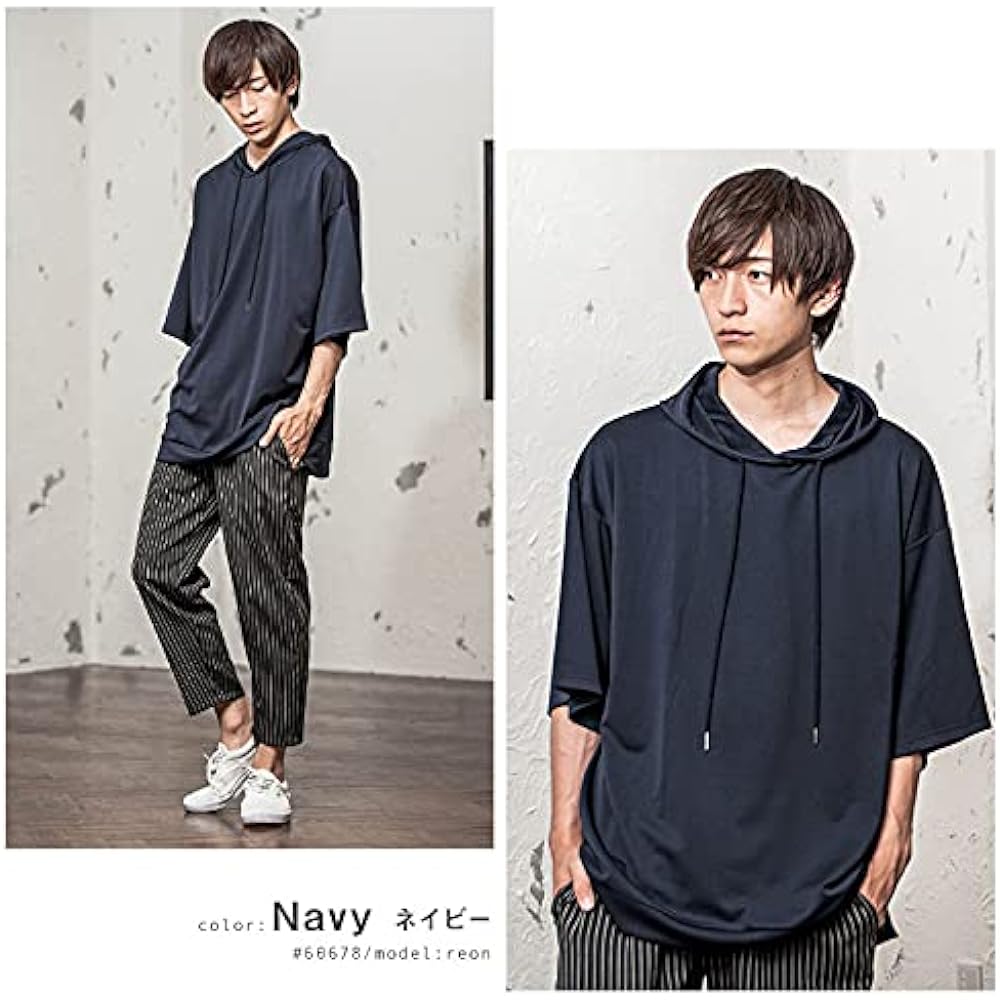 5/4 Sleeve Big Parka Men's Oversized Thin Loose Plain 3/4 Sleeve Short Sleeve Parka Spring/Summer/Autumn Big Silhouette Large Size (Joker)