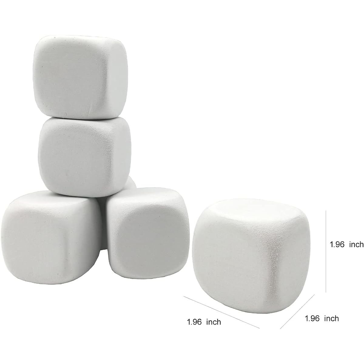 Qidiwin White EVA Foam Dice for Kids Graffiti Building Blocks Creative Painting Party Supplies 1.97inch 18pcs