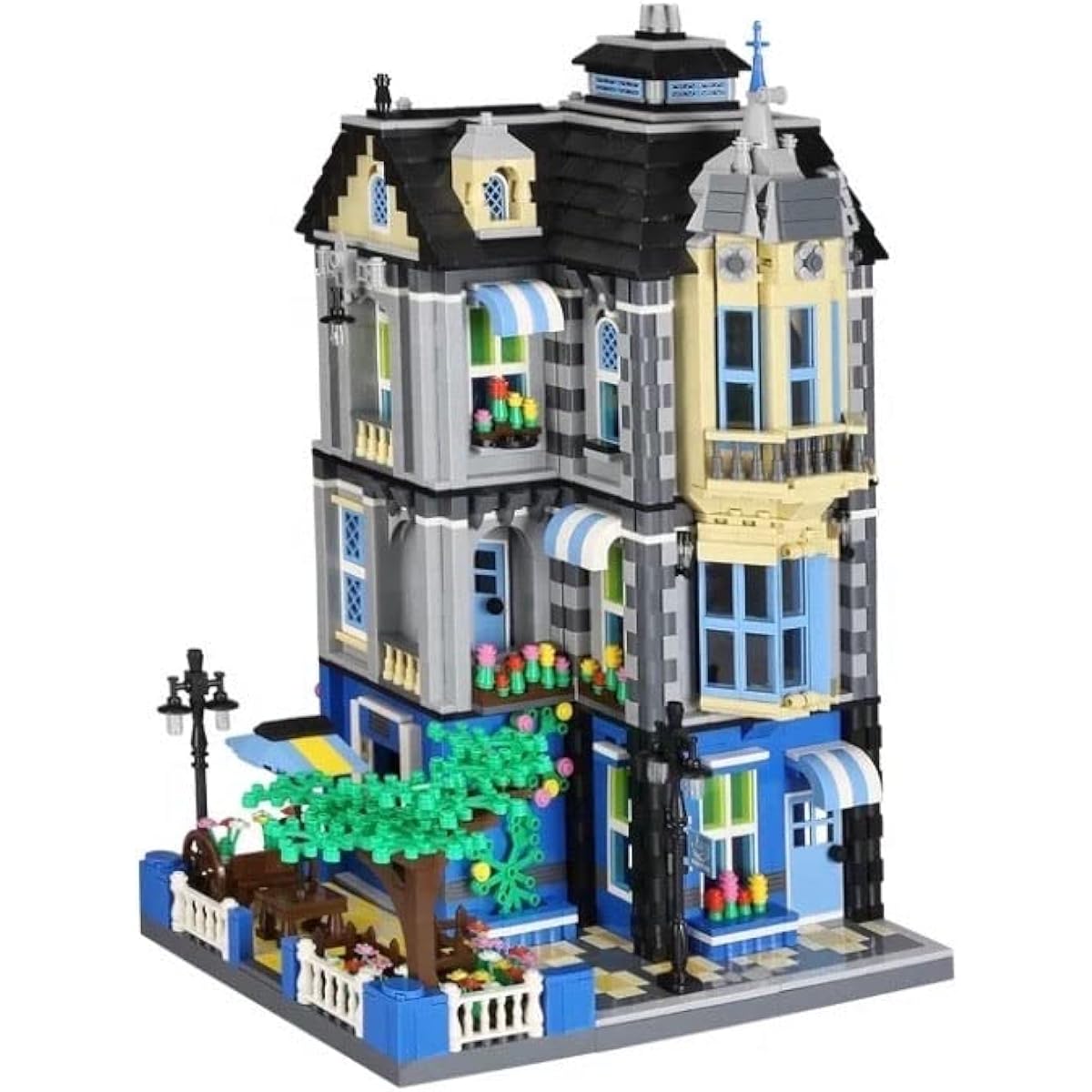 General Jim's Garden Coffee Shop 3 Level Modular Building Blocks Restaurant - MOC City Buildings - Great Gift for Brick Building Enthusiasts