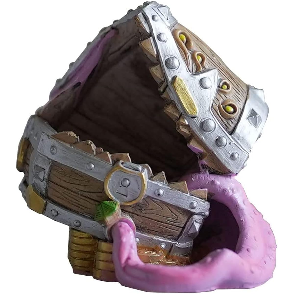 Scimi Treasure Chest Monster Dice Tower for Tabletop Role Playing Games - DND COC Warhammer Pathfinder Dice Rolling Tower (Silver)