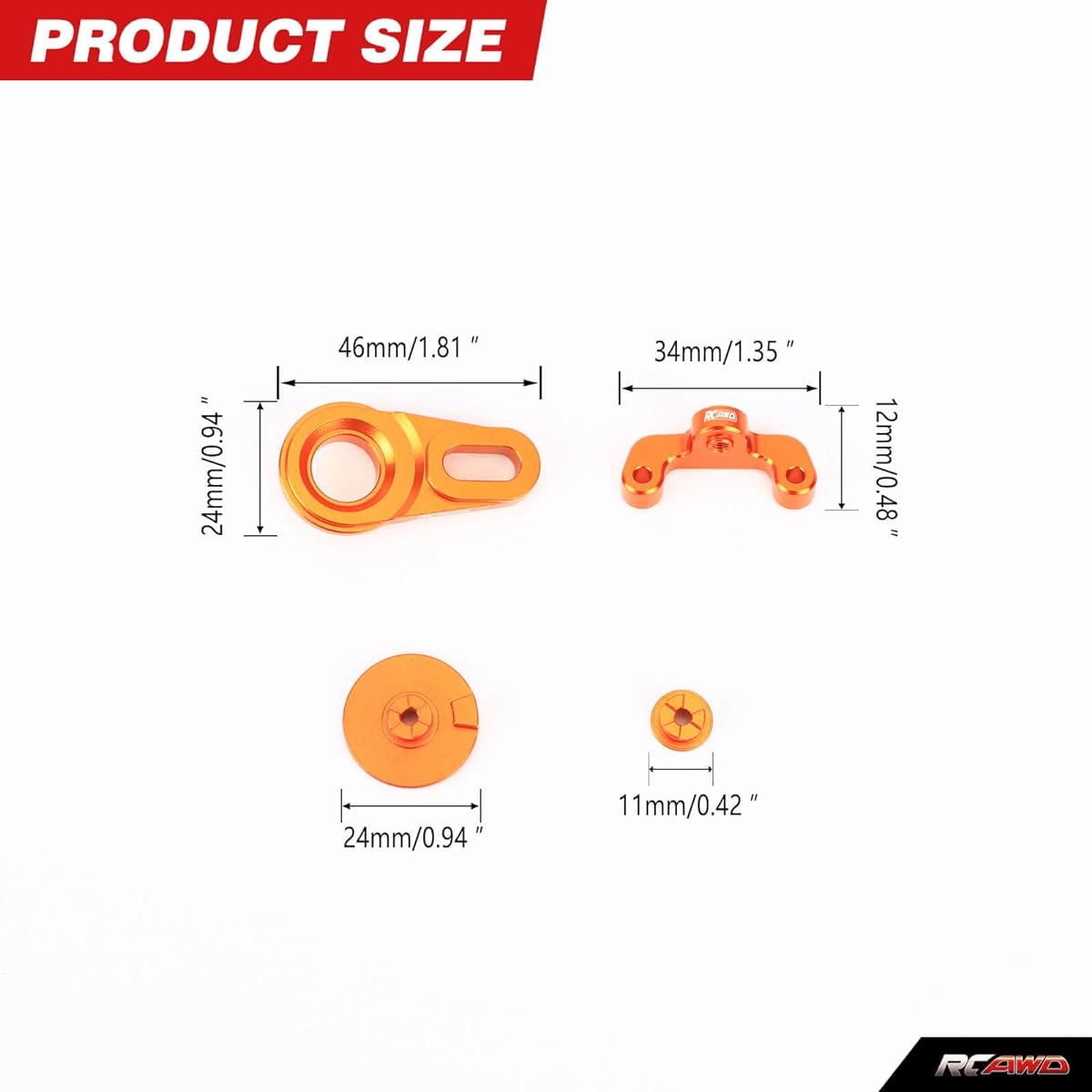 RCAWD Aluminum Servo Saver Assembly Steering Coupling Promoto-MX LOS261011 Upgrade Parts Orange