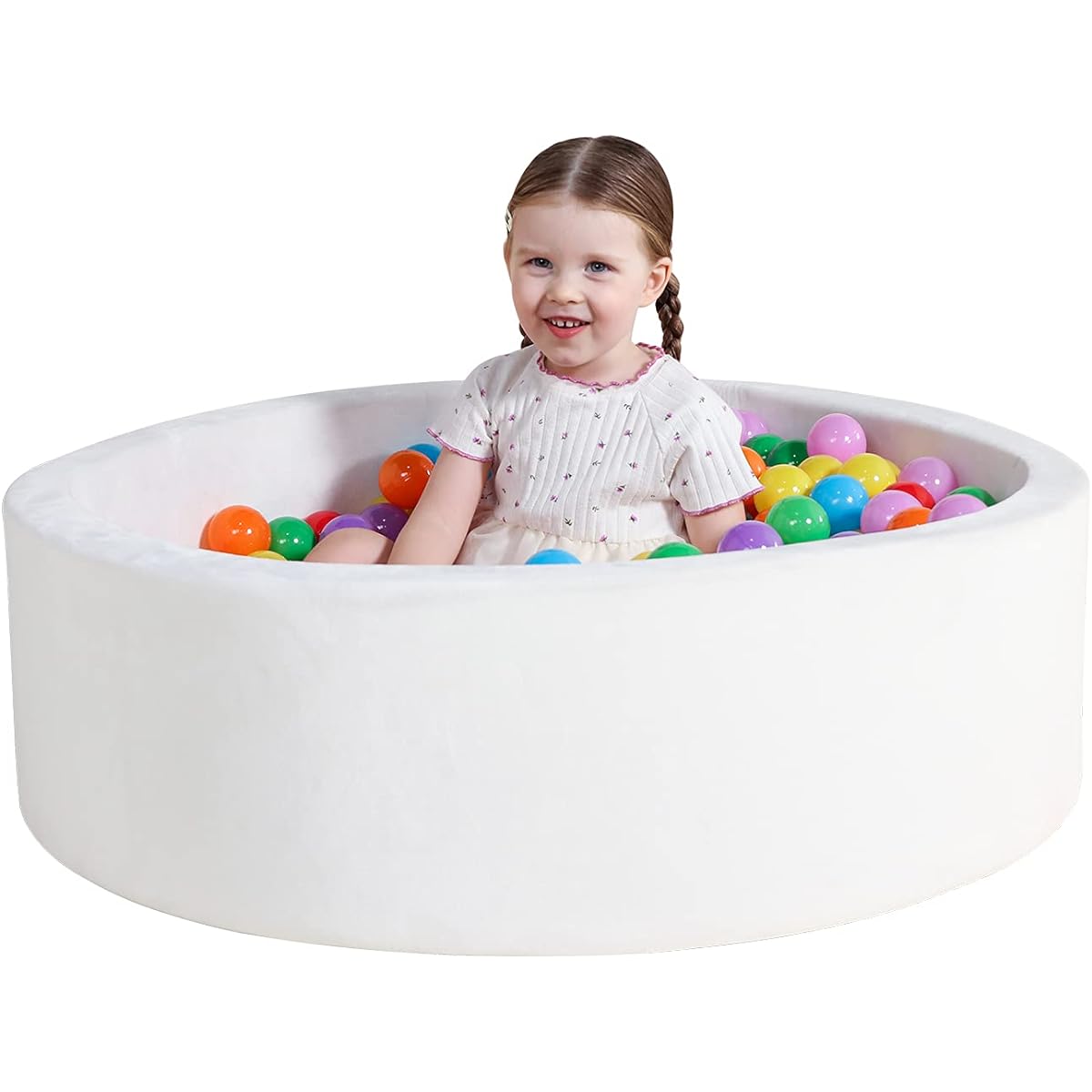 TRENDBOX 35" Soft Foam Ball Pit, Coral Fleece Ball Pit for Toddlers, Babies, Kids, Ball Pool, Ideal Gift, Play Toy