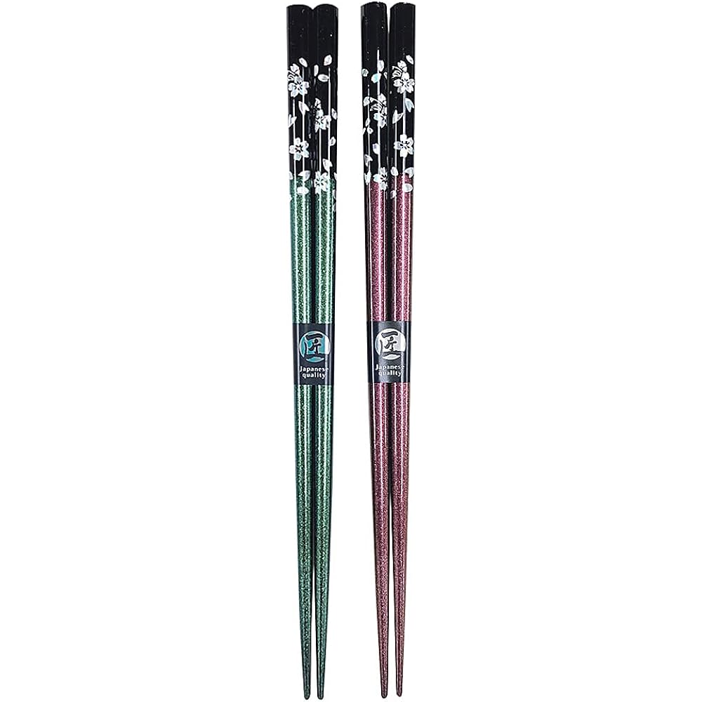 Couple chopsticks, dishwashing silver dance cherry, green, purple, with design paulownia box and wrapping, wedding anniversary, wedding anniversary, parents, father, mother, golden wedding, silver wedding, wooden wedding, celebration, present, gift [176]