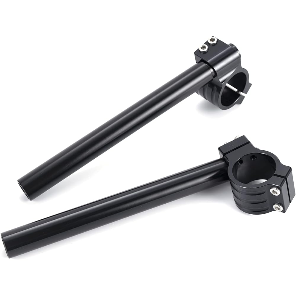 1 Inch Handlebar Φ41mm Clip-on Handlebar Replacement Universal Fork Diameter 41mm Cafe Racer Handlebar, 1 Inch Bar, Tilt Angle 8°, Fits 41mm Clip-on Assembly Black CNC Aluminum