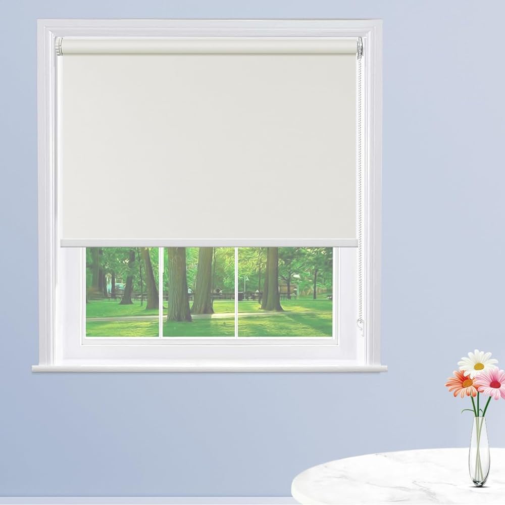 FHSBlinds Roll Screen, Tension Type, Roll Curtain, No Drilling Required, Class 1 Blackout, Custom Made, Heat Shielding, Chain Type, UV Protection, Waterproof, Blindfold, Children's Room, Dimmable, Width 35~230cm/Length ≤300cm, Energy Saving, Insulation,