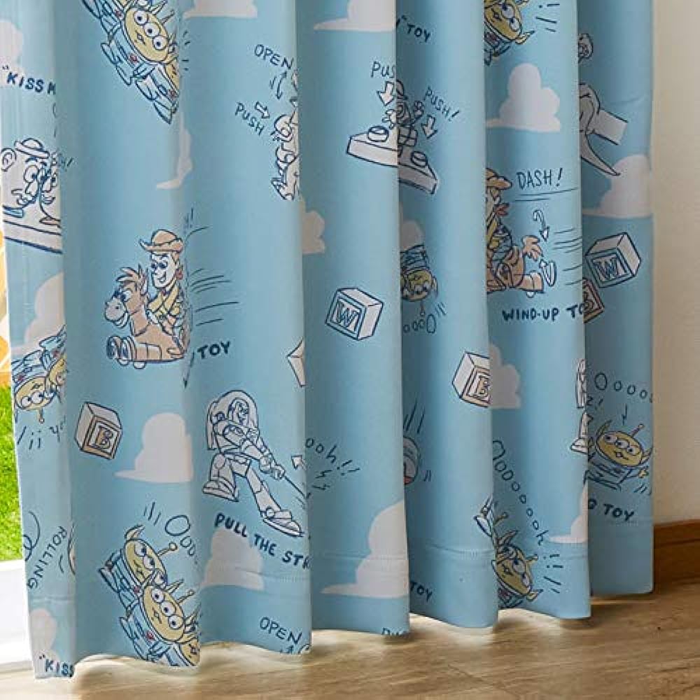 Disney Toy Story Disney Grade 2 Blackout Heat Shielding Curtain Lace Set of 4 Width 100 x 178cm Length Buzz Lightyear Little Green Men Alien Washable Character SB-434/SB-435