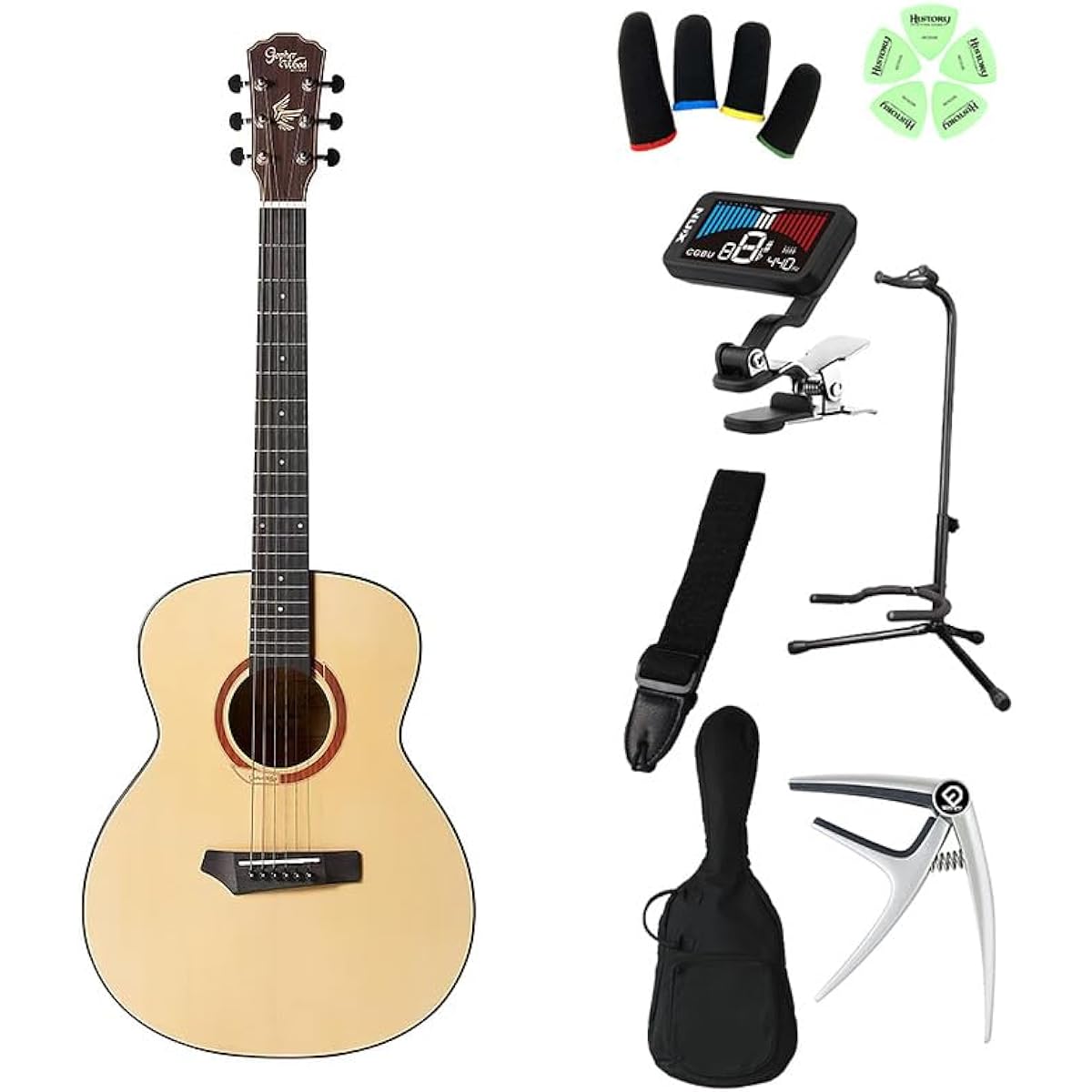 Gopher Wood Guitars i110S Elementary school students can play from the 3rd grade! Kids guitar beginner set Acoustic guitar for children Small body GS mini size Gopher Wood Guitars