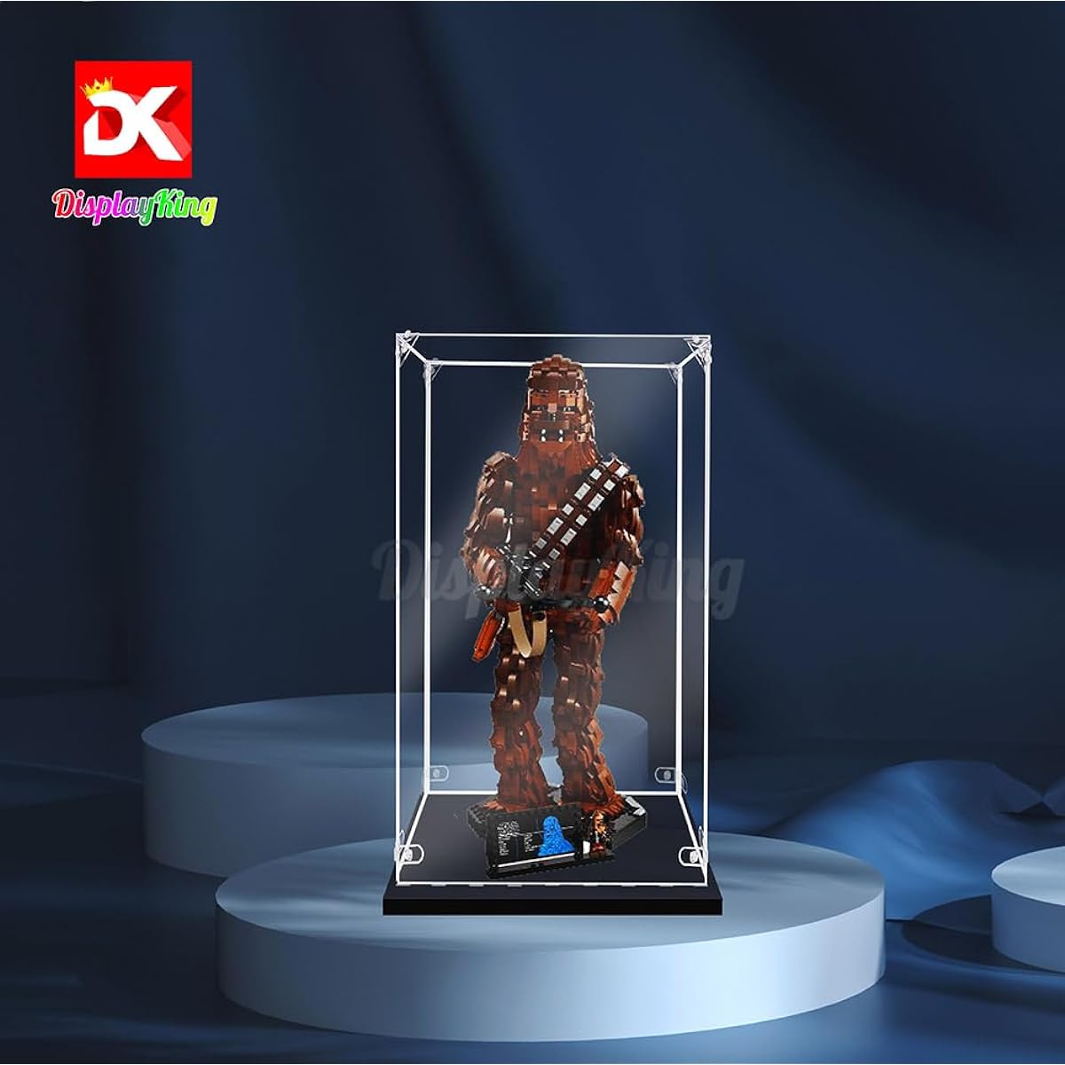 Acrylic Display Case for LEGO® Chewbacca 75371, 3mm Thick, Dust-Resistant, Crystal Clear, Screw-In Display Case (Logo Set Not Included) (No Background)