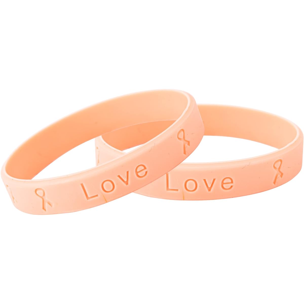 Peach Silicone Bracelets - Adult Size (50 Bracelets)