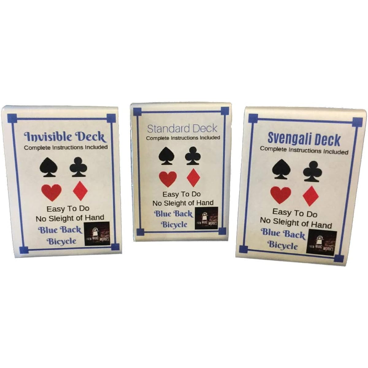 London Magic Works 3 Deck Combo Blue Back Invisible Svengali Standard Deck Playing Cards Trick Kit