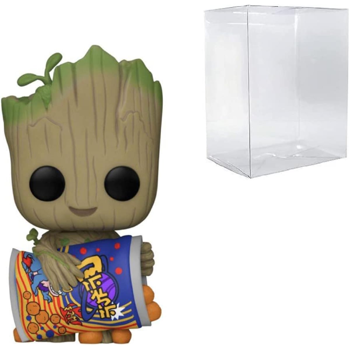 POP! Marvel: I Am Groot, Groot with Cheese Puffs, Compatible Box Protector Case Included
