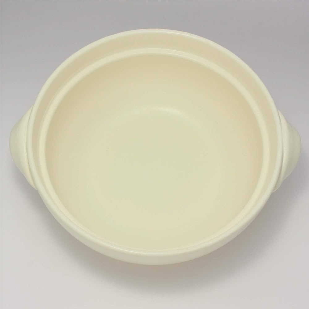 Banko-yaki clay pot, cooking pot, size 8, for 2-3 people, approx. 1900ml, white, open flame compatible, made in Japan 17697