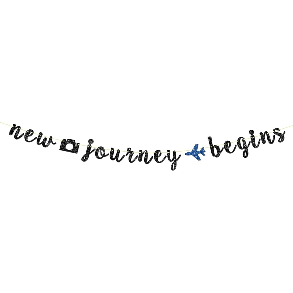 Maicaiffe Glitter New Journey Begins Banner - Funny Retirement Party Sign - Colleague Going Away Party Decorations - Farewell/Retirement/Job/Moving Party Supplies