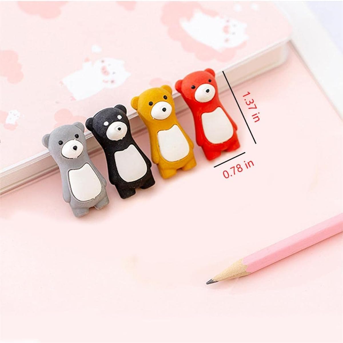 Topflier Mini Bear Erasers 20 Pack - Kids Party Bag Favors, Kids Stocking Fillers, Classroom Giveaways