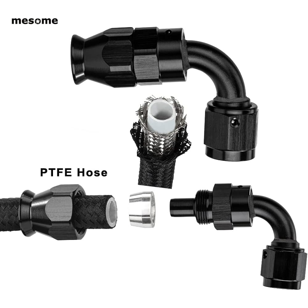 mesome 16' 6AN 3/8" Nylon Stainless Steel Braided PTFE E85 Tube Transmission Gas Oil Fuel Line Universal Fitting Kit