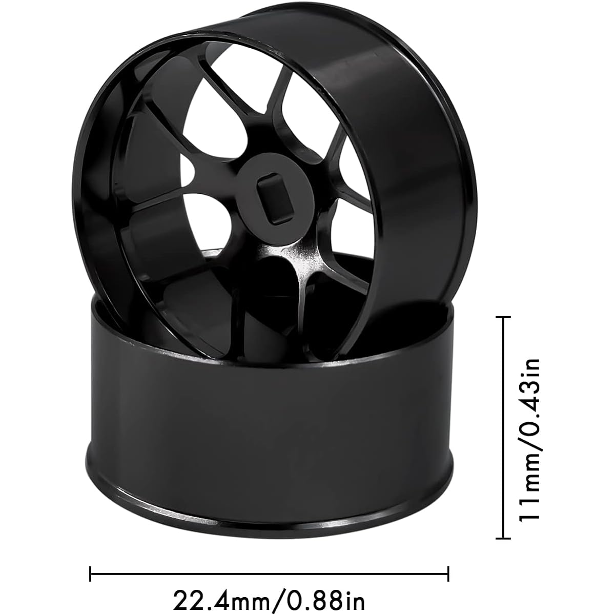 Abendor Metal 1/24 1/28 RC Car Drift Wheel [2N+2W] 22mm 1/28 RC Car Drift Hub Mini-Z BBS Mini-Q HGD1 Mini-D DRZ Wltoys K969 K989 RC Car Upgrade Parts (2.5 Degree, Black)